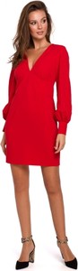 Czerwona sukienka Makover mini z długim rękawem