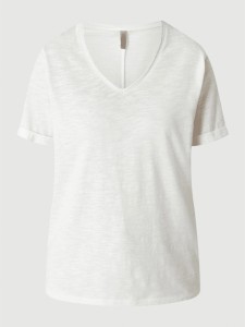 T-shirt Soyaconcept z krótkim rękawem z dekoltem w kształcie litery v z bawełny