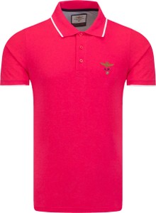 Czerwony t-shirt Aeronautica Militare z krótkim rękawem w stylu casual z bawełny