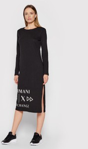 Sukienka Armani Exchange z okrągłym dekoltem z długim rękawem w stylu casual