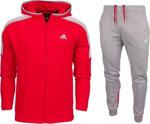 Czerwony dres Adidas w sportowym stylu