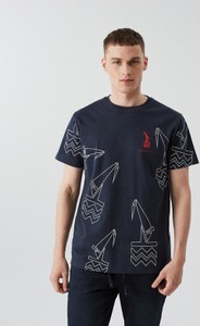 Granatowy t-shirt Diverse w młodzieżowym stylu z krótkim rękawem