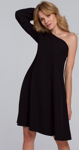 Czarna sukienka Makover bez rękawów mini z okrągłym dekoltem