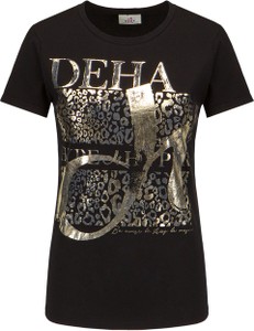 T-shirt Deha w młodzieżowym stylu z nadrukiem z krótkim rękawem