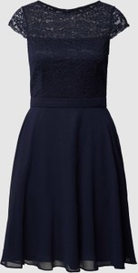 Granatowa sukienka V.m. rozkloszowana mini z szyfonu