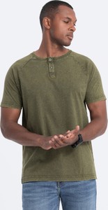 Zielony t-shirt Ombre w stylu casual z dzianiny z krótkim rękawem