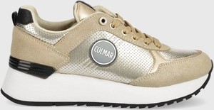 Złote buty sportowe Colmar sznurowane na platformie