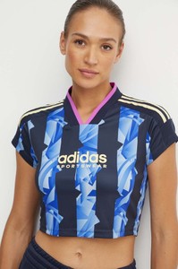Bluzka Adidas z dekoltem w kształcie litery v z krótkim rękawem w sportowym stylu