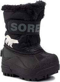 Czarne buty dziecięce zimowe Sorel dla chłopców z goretexu sznurowane