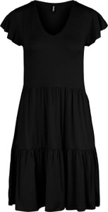 Czarna sukienka Pieces z krótkim rękawem z dekoltem w kształcie litery v