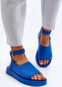 Niebieskie sandały Zazoo na platformie z tkaniny