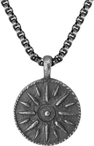 Manoki Antyczna moneta na czarnym łańcuszku męski naszyjnik ze stali szlachetnej