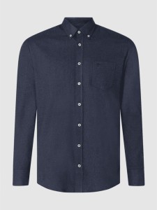 Granatowa koszula Fynch Hatton w stylu casual z bawełny z długim rękawem