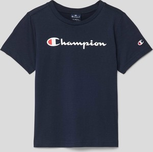 Granatowa koszulka dziecięca Champion z krótkim rękawem z bawełny
