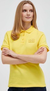 Żółta bluzka United Colors Of Benetton z kołnierzykiem w stylu casual z krótkim rękawem