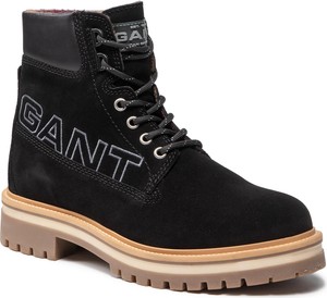Czarne buty zimowe Gant z zamszu sznurowane