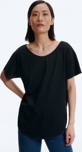 Czarna bluzka Reserved w stylu casual z okrągłym dekoltem