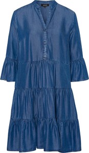 Niebieska sukienka More & More z długim rękawem mini