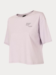 Różowy t-shirt 4F w sportowym stylu z okrągłym dekoltem z krótkim rękawem