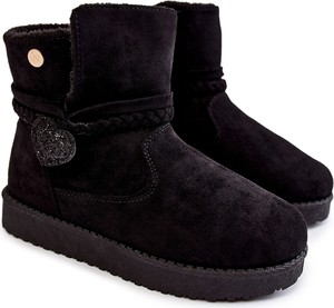 Czarne buty dziecięce zimowe Vinceza z zamszu