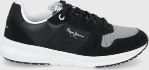 Czarne buty sportowe Pepe Jeans sznurowane w sportowym stylu
