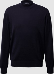 Granatowy sweter Maerz Muenchen z wełny w stylu casual ze stójką