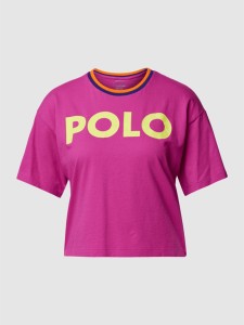 Różowy t-shirt POLO RALPH LAUREN w młodzieżowym stylu z okrągłym dekoltem z krótkim rękawem