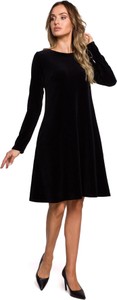 Czarna sukienka MOE z długim rękawem mini z bawełny