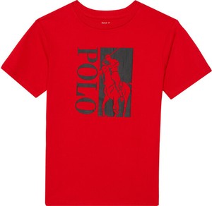 Czerwona koszulka dziecięca POLO RALPH LAUREN dla chłopców z krótkim rękawem
