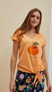 T-shirt Moodo.pl w młodzieżowym stylu z nadrukiem z okrągłym dekoltem