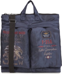 Granatowa torba podróżna Aeronautica Militare z tkaniny