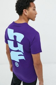 Fioletowy t-shirt HUF z nadrukiem