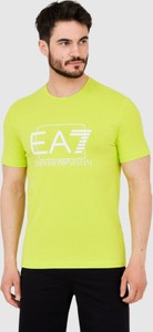 Żółty t-shirt Emporio Armani z krótkim rękawem w młodzieżowym stylu