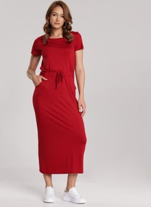 Czerwona sukienka Renee z krótkim rękawem