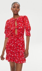 Czerwona sukienka Rotate mini z okrągłym dekoltem w stylu casual