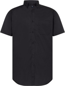 Czarna koszula JK Collection z krótkim rękawem w stylu casual z klasycznym kołnierzykiem
