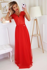 Czerwona sukienka Bicotone z dekoltem w kształcie litery v
