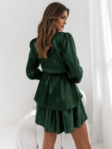 Zielona sukienka Magmac w stylu casual mini z długim rękawem