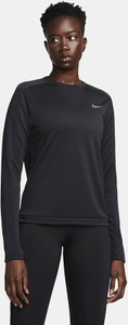 Czarna bluzka Nike w sportowym stylu z długim rękawem z tkaniny