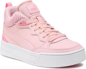 Różowe buty sportowe Puma sznurowane na platformie w sportowym stylu