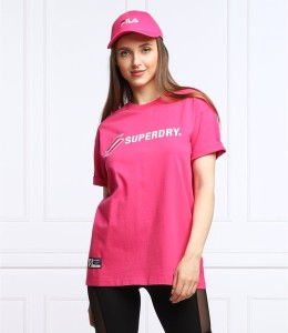 Różowy t-shirt Superdry z krótkim rękawem