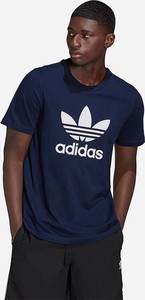 Granatowy t-shirt Adidas Originals z krótkim rękawem w sportowym stylu