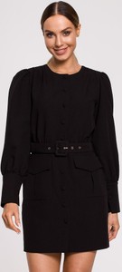 Czarna sukienka MOE mini z długim rękawem z tkaniny
