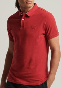 Czerwona koszulka polo Superdry z krótkim rękawem w stylu casual z bawełny