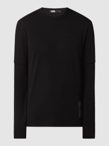 Czarna koszulka z długim rękawem Karl Lagerfeld z bawełny z długim rękawem w stylu casual