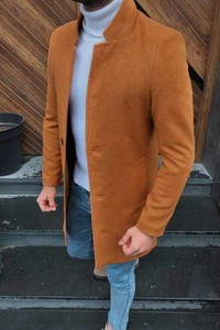 Pomarańczowy płaszcz męski IVET w stylu casual