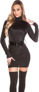 Czarna sukienka Amiatex z golfem z długim rękawem w stylu casual