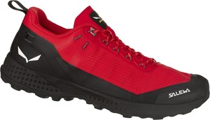 Czerwone buty trekkingowe Salewa sznurowane z płaską podeszwą