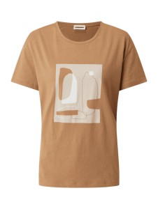 Brązowy t-shirt ARMEDANGELS w młodzieżowym stylu z okrągłym dekoltem z krótkim rękawem