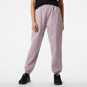 Różowe spodnie New Balance w sportowym stylu z bawełny